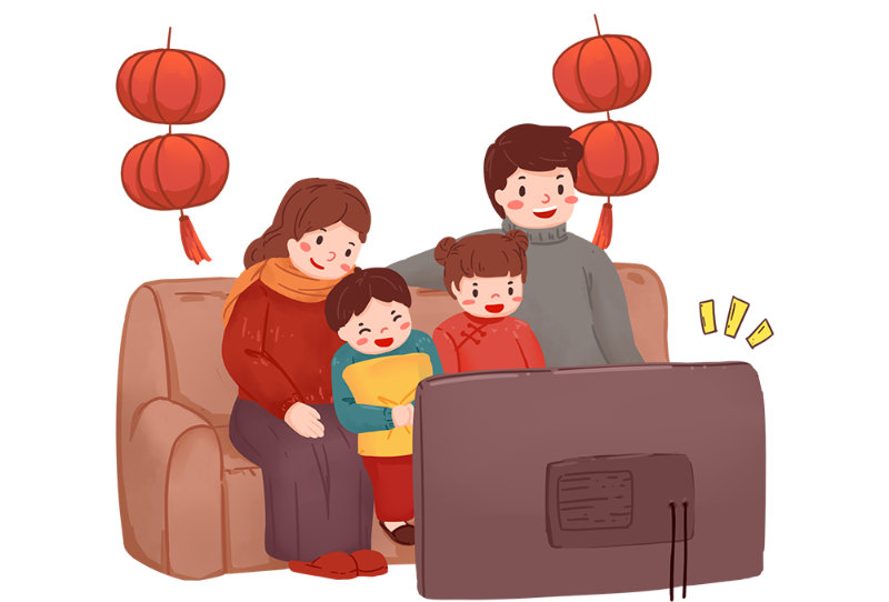 千庫(kù)網(wǎng)_新年全家四口看春晚_元素編號(hào)13347459
